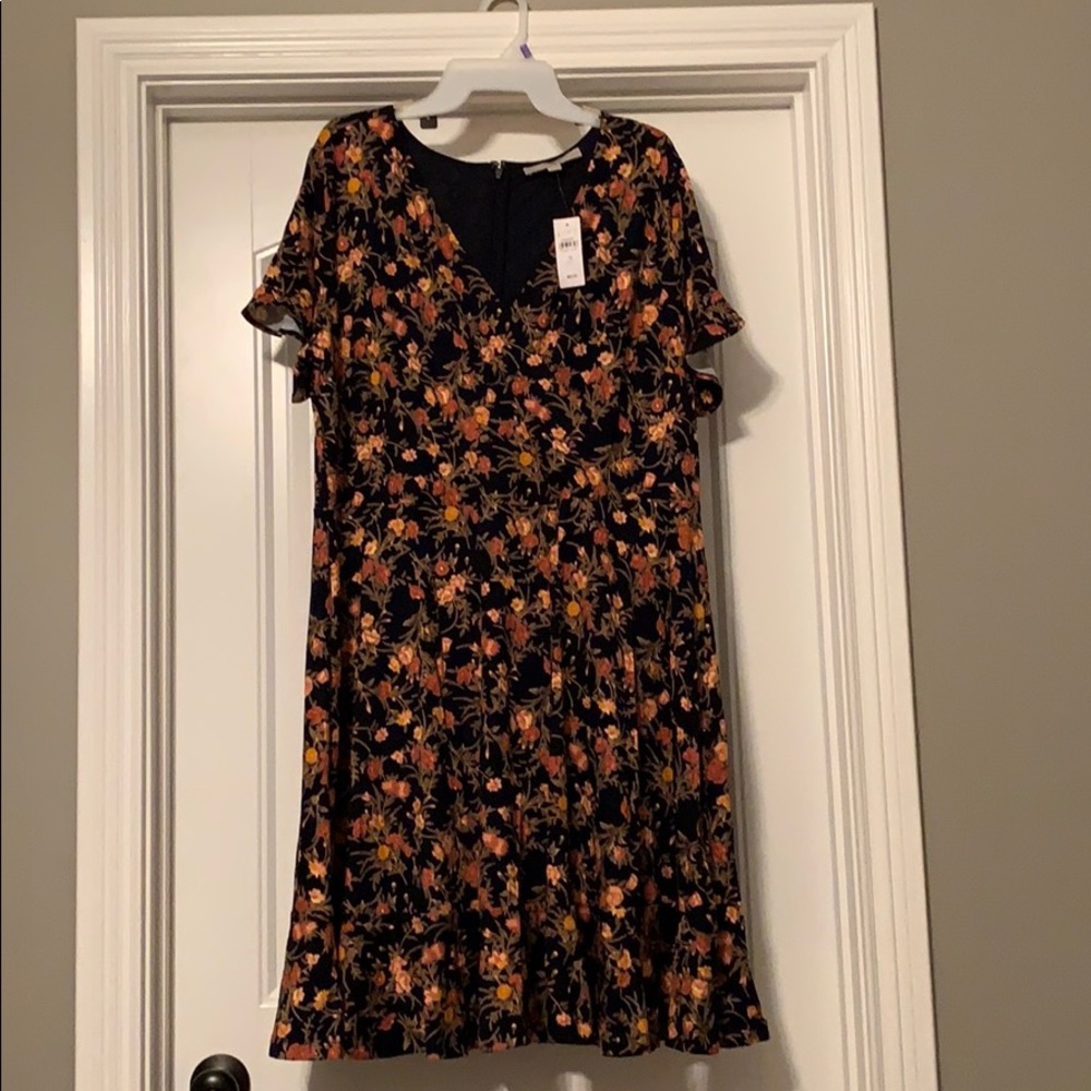 LOFT Plus Bouquet Wrap Flutter Flare Dress